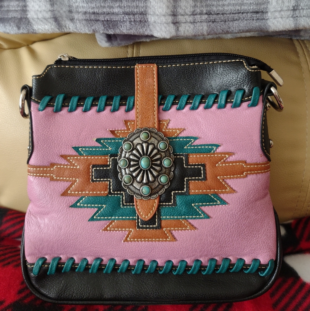 Montana West Pink & Turquoise Crossbody Purse
